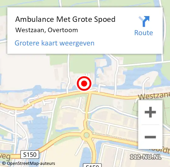 Locatie op kaart van de 112 melding: Ambulance Met Grote Spoed Naar Westzaan, Overtoom op 29 mei 2017 09:46