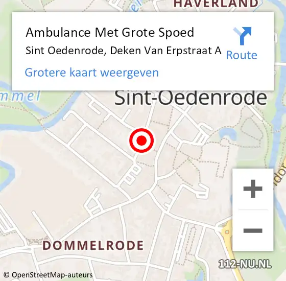 Locatie op kaart van de 112 melding: Ambulance Met Grote Spoed Naar Sint-Oedenrode, Deken Van Erpstraat B op 29 mei 2017 11:14