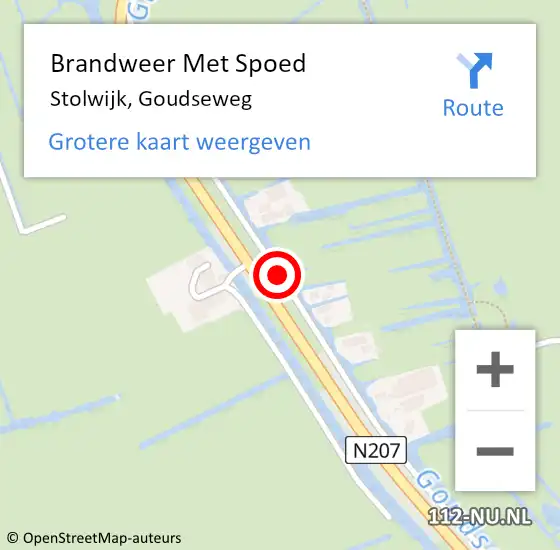 Locatie op kaart van de 112 melding: Brandweer Met Spoed Naar Stolwijk, Goudseweg op 29 mei 2017 11:31