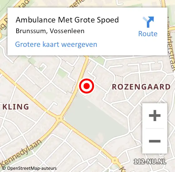 Locatie op kaart van de 112 melding: Ambulance Met Grote Spoed Naar Brunssum, Vossenleen op 22 januari 2014 04:49