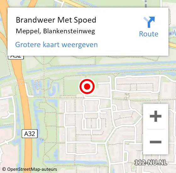 Locatie op kaart van de 112 melding: Brandweer Met Spoed Naar Meppel, Blankensteinweg op 29 mei 2017 11:47