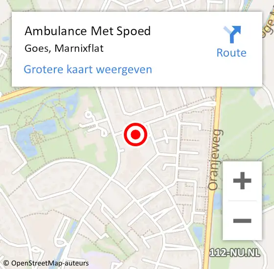 Locatie op kaart van de 112 melding: Ambulance Met Spoed Naar Goes, Marnixflat op 29 mei 2017 12:46