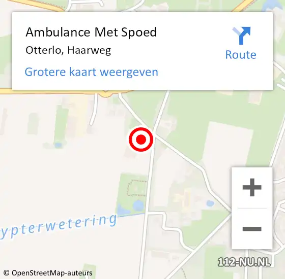Locatie op kaart van de 112 melding: Ambulance Met Spoed Naar Otterlo, Haarweg op 29 mei 2017 13:21