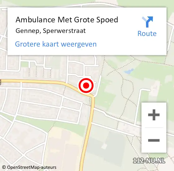 Locatie op kaart van de 112 melding: Ambulance Met Grote Spoed Naar Gennep, Sperwerstraat op 29 mei 2017 15:16