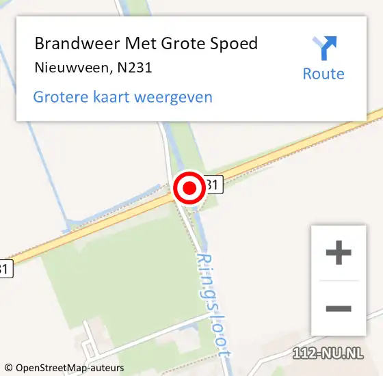 Locatie op kaart van de 112 melding: Brandweer Met Grote Spoed Naar Nieuwveen, N231 op 29 mei 2017 15:24