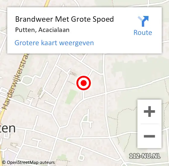 Locatie op kaart van de 112 melding: Brandweer Met Grote Spoed Naar Putten, Acacialaan op 29 mei 2017 15:31