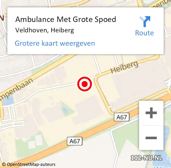 Locatie op kaart van de 112 melding: Ambulance Met Grote Spoed Naar Veldhoven, Heiberg op 29 mei 2017 15:40