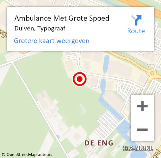 Locatie op kaart van de 112 melding: Ambulance Met Grote Spoed Naar Duiven, Typograaf op 29 mei 2017 15:51