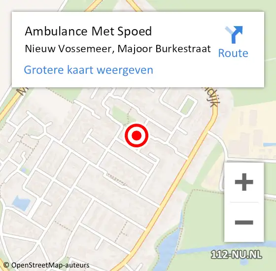 Locatie op kaart van de 112 melding: Ambulance Met Spoed Naar Nieuw Vossemeer, Majoor Burkestraat op 20 september 2013 03:39