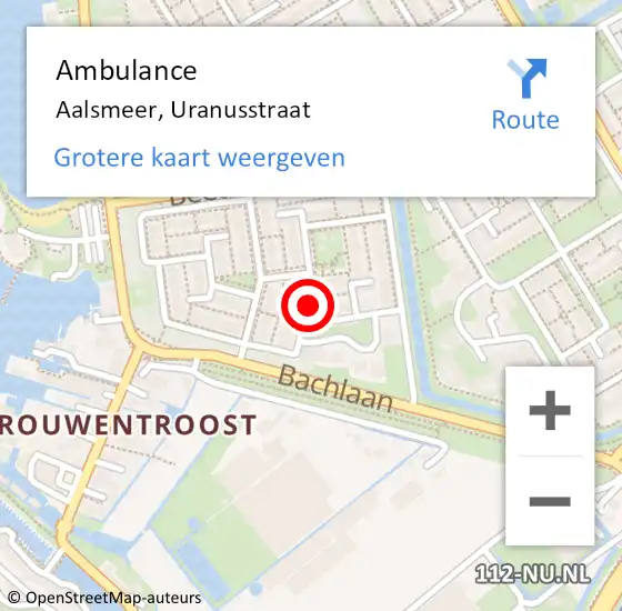 Locatie op kaart van de 112 melding: Ambulance Aalsmeer, Uranusstraat op 29 mei 2017 16:56