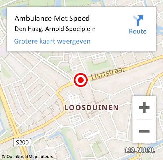 Locatie op kaart van de 112 melding: Ambulance Met Spoed Naar Den Haag, Arnold Spoelplein op 29 mei 2017 17:21