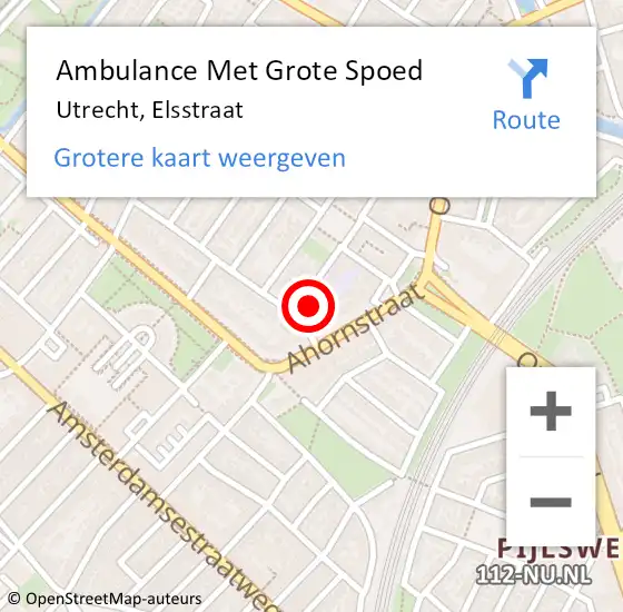 Locatie op kaart van de 112 melding: Ambulance Met Grote Spoed Naar Utrecht, Elsstraat op 29 mei 2017 17:42