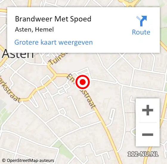 Locatie op kaart van de 112 melding: Brandweer Met Spoed Naar Asten, Hemel op 29 mei 2017 17:56