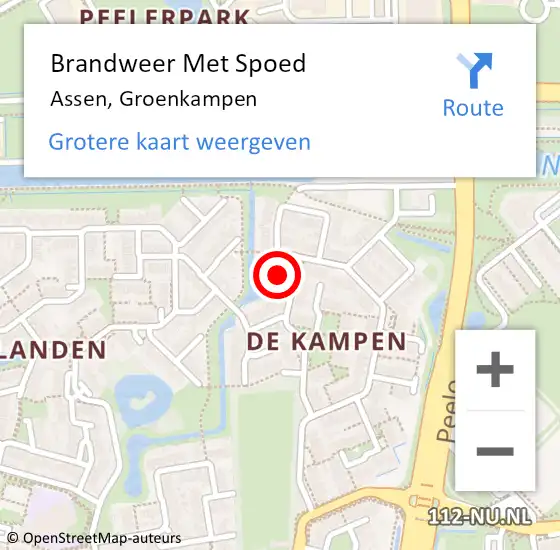 Locatie op kaart van de 112 melding: Brandweer Met Spoed Naar Assen, Groenkampen op 29 mei 2017 18:01