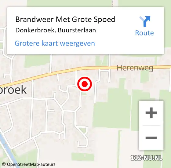 Locatie op kaart van de 112 melding: Brandweer Met Grote Spoed Naar Donkerbroek, Buursterlaan op 29 mei 2017 18:35