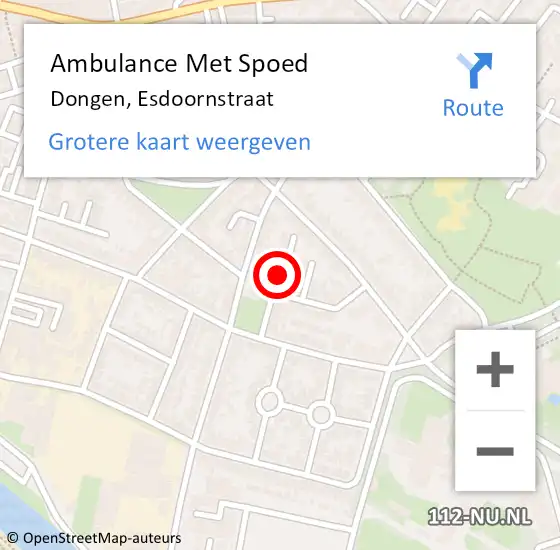 Locatie op kaart van de 112 melding: Ambulance Met Spoed Naar Dongen, Esdoornstraat op 29 mei 2017 18:42