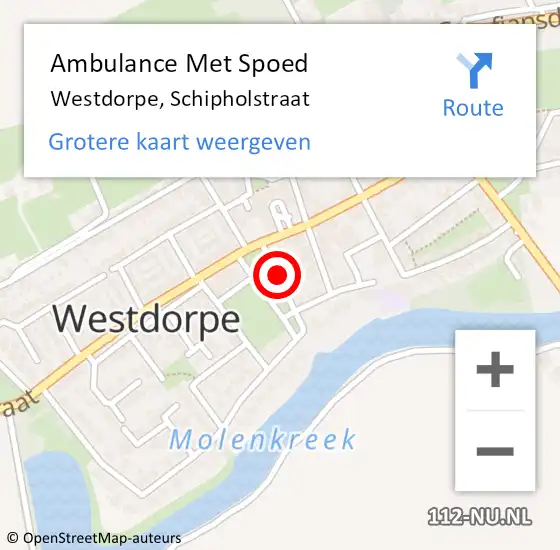 Locatie op kaart van de 112 melding: Ambulance Met Spoed Naar Westdorpe, Schipholstraat op 29 mei 2017 19:03