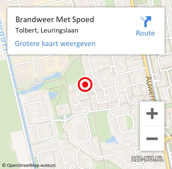 Locatie op kaart van de 112 melding: Brandweer Met Spoed Naar Tolbert, Leuringslaan op 29 mei 2017 19:48