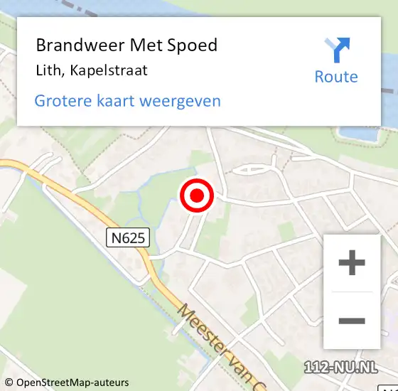 Locatie op kaart van de 112 melding: Brandweer Met Spoed Naar Lith, Kapelstraat op 29 mei 2017 20:08