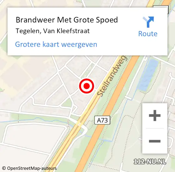 Locatie op kaart van de 112 melding: Brandweer Met Grote Spoed Naar Tegelen, Van Kleefstraat op 29 mei 2017 20:37