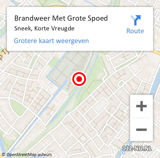 Locatie op kaart van de 112 melding: Brandweer Met Grote Spoed Naar Sneek, Korte Vreugde op 22 januari 2014 07:54