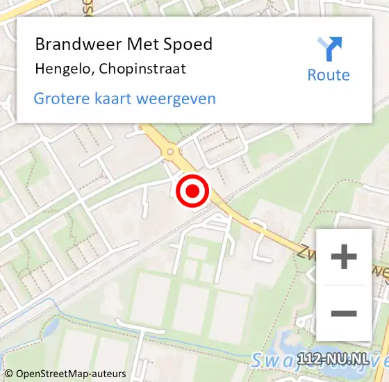 Locatie op kaart van de 112 melding: Brandweer Met Spoed Naar Hengelo, Chopinstraat op 29 mei 2017 21:20