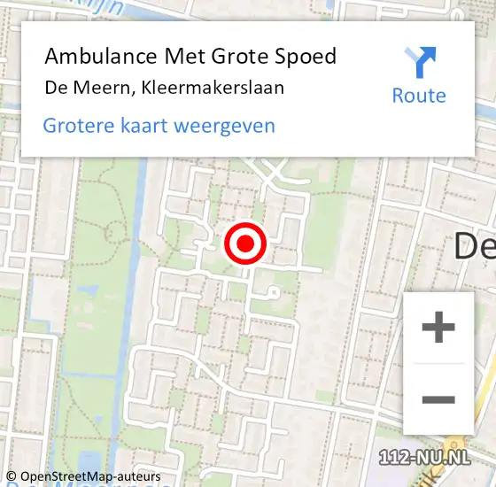 Locatie op kaart van de 112 melding: Ambulance Met Grote Spoed Naar De Meern, Kleermakerslaan op 29 mei 2017 22:40