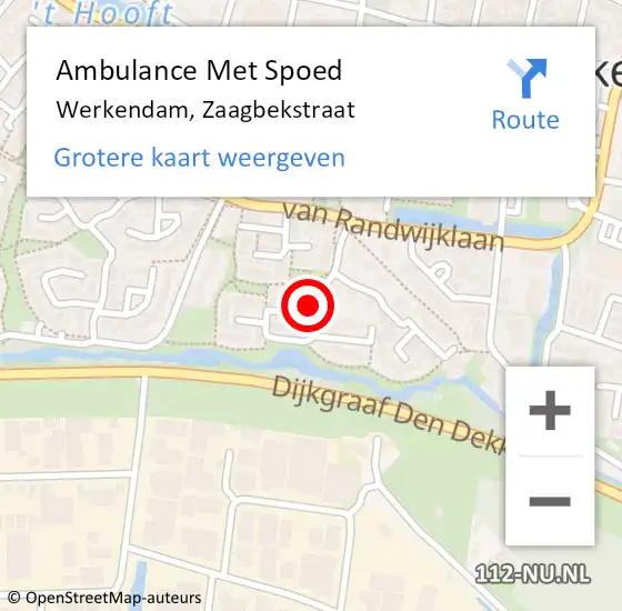 Locatie op kaart van de 112 melding: Ambulance Met Spoed Naar Werkendam, Zaagbekstraat op 29 mei 2017 22:44