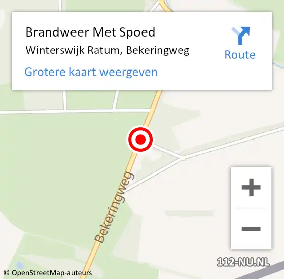 Locatie op kaart van de 112 melding: Brandweer Met Spoed Naar Winterswijk Ratum, Bekeringweg op 29 mei 2017 22:57