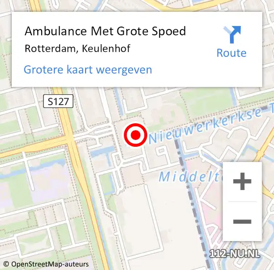Locatie op kaart van de 112 melding: Ambulance Met Grote Spoed Naar Rotterdam, Keulenhof op 29 mei 2017 22:58