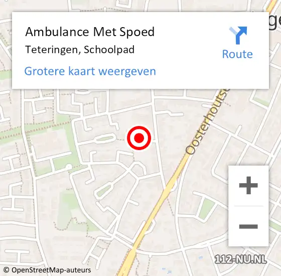 Locatie op kaart van de 112 melding: Ambulance Met Spoed Naar Teteringen, Schoolpad op 29 mei 2017 22:58