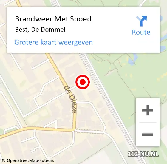 Locatie op kaart van de 112 melding: Brandweer Met Spoed Naar Best, De Dommel op 29 mei 2017 23:50