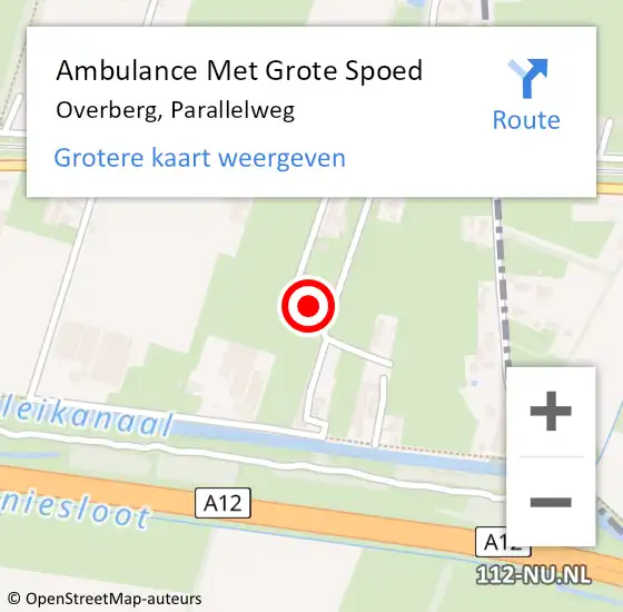 Locatie op kaart van de 112 melding: Ambulance Met Grote Spoed Naar Overberg, Parallelweg op 30 mei 2017 00:16