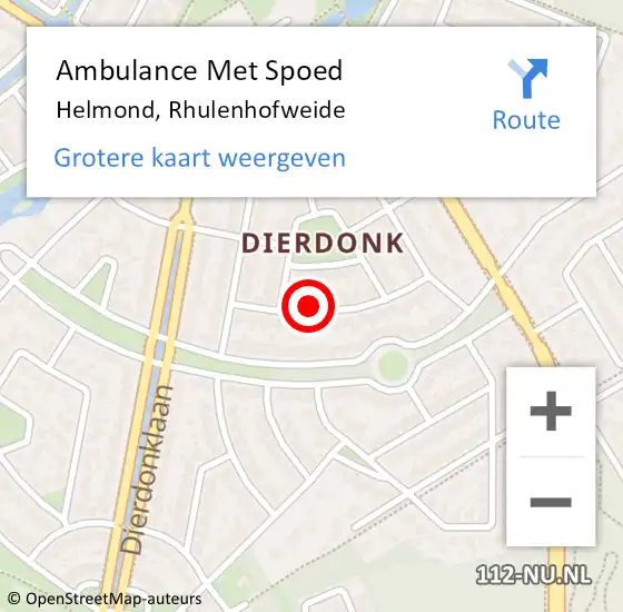 Locatie op kaart van de 112 melding: Ambulance Met Spoed Naar Helmond, Rhulenhofweide op 30 mei 2017 02:49