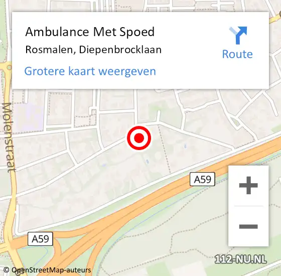 Locatie op kaart van de 112 melding: Ambulance Met Spoed Naar Rosmalen, Diepenbrocklaan op 30 mei 2017 03:16