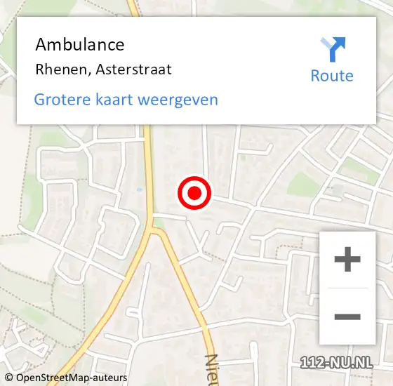 Locatie op kaart van de 112 melding: Ambulance Rhenen, Asterstraat op 30 mei 2017 04:37