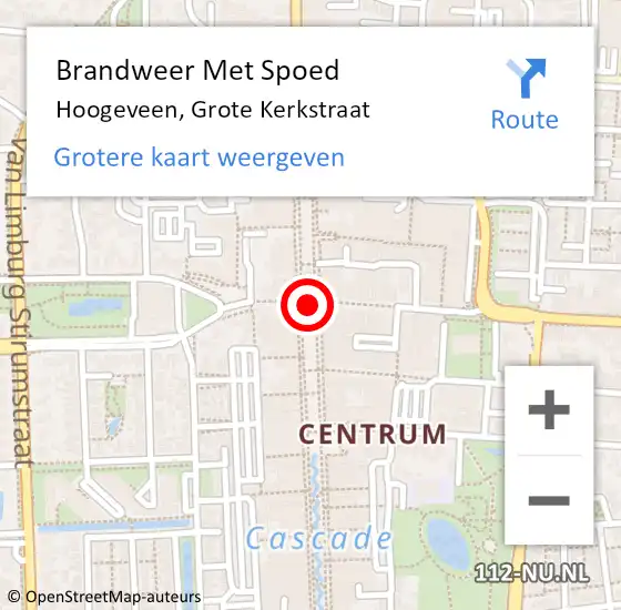 Locatie op kaart van de 112 melding: Brandweer Met Spoed Naar Hoogeveen, Grote Kerkstraat op 30 mei 2017 04:39