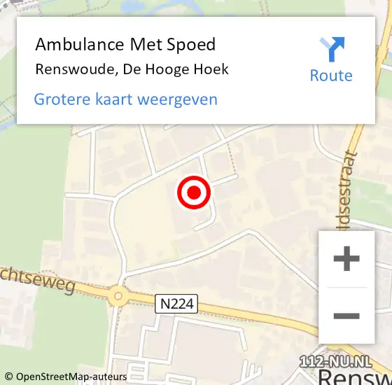 Locatie op kaart van de 112 melding: Ambulance Met Spoed Naar Renswoude, De Hooge Hoek op 30 mei 2017 05:15