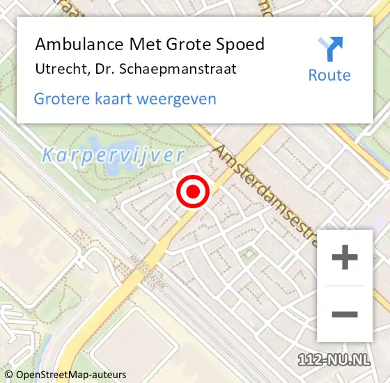 Locatie op kaart van de 112 melding: Ambulance Met Grote Spoed Naar Utrecht, Dr. Schaepmanstraat op 30 mei 2017 05:35