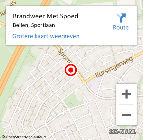 Locatie op kaart van de 112 melding: Brandweer Met Spoed Naar Beilen, Sportlaan op 30 mei 2017 06:44