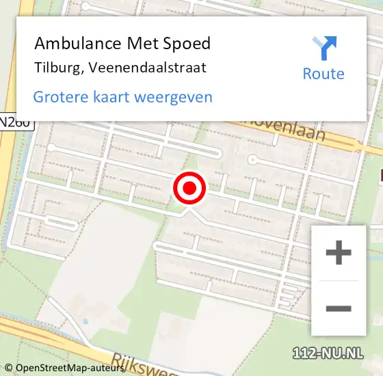 Locatie op kaart van de 112 melding: Ambulance Met Spoed Naar Tilburg, Veenendaalstraat op 30 mei 2017 07:43