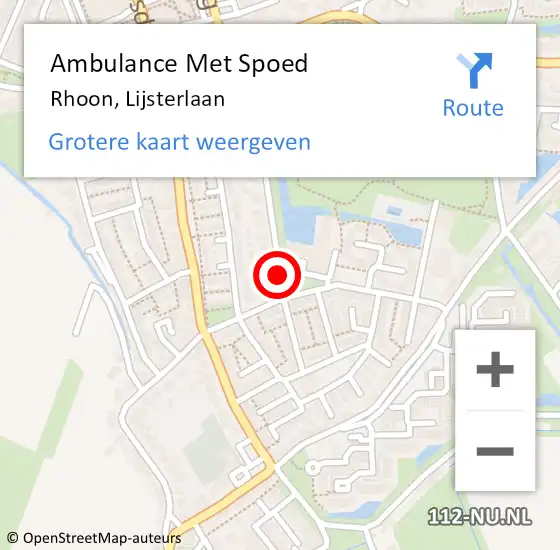 Locatie op kaart van de 112 melding: Ambulance Met Spoed Naar Rhoon, Lijsterlaan op 30 mei 2017 07:49