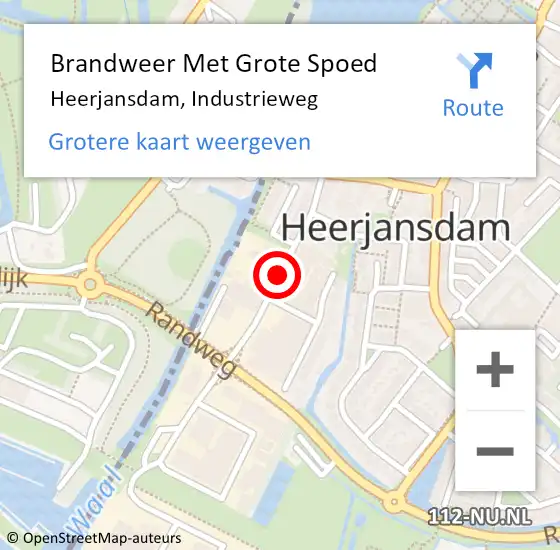 Locatie op kaart van de 112 melding: Brandweer Met Grote Spoed Naar Heerjansdam, Industrieweg op 30 mei 2017 07:51