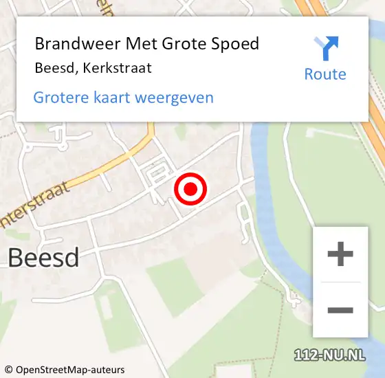 Locatie op kaart van de 112 melding: Brandweer Met Grote Spoed Naar Beesd, Kerkstraat op 30 mei 2017 08:21