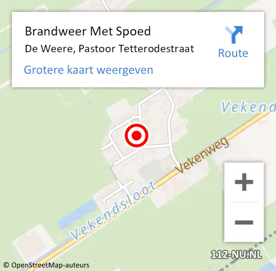 Locatie op kaart van de 112 melding: Brandweer Met Spoed Naar De Weere, Pastoor Tetterodestraat op 30 mei 2017 09:03