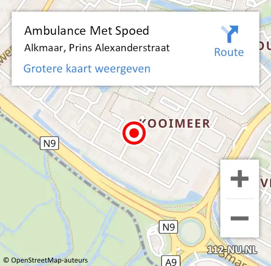 Locatie op kaart van de 112 melding: Ambulance Met Spoed Naar Alkmaar, Prins Alexanderstraat op 30 mei 2017 09:12