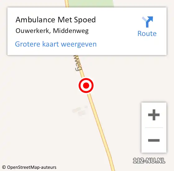 Locatie op kaart van de 112 melding: Ambulance Met Spoed Naar Ouwerkerk, Middenweg op 30 mei 2017 10:13