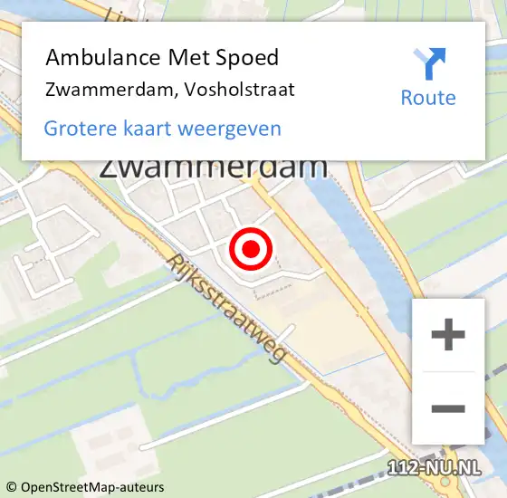 Locatie op kaart van de 112 melding: Ambulance Met Spoed Naar Zwammerdam, Vosholstraat op 30 mei 2017 10:14