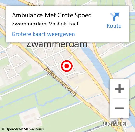 Locatie op kaart van de 112 melding: Ambulance Met Grote Spoed Naar Zwammerdam, Vosholstraat op 30 mei 2017 10:16