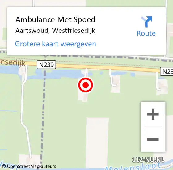 Locatie op kaart van de 112 melding: Ambulance Met Spoed Naar Aartswoud, Westfriesedijk op 30 mei 2017 10:26